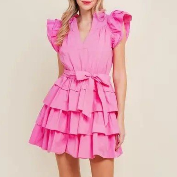 Pink Mini Ruffle Dress - Picture 4 of 6